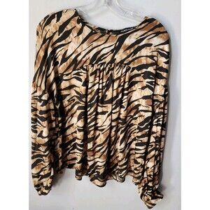 Vintage Andiamo Egypt  Top Animal Print Made In Italy Size Medium New Semi Sheer